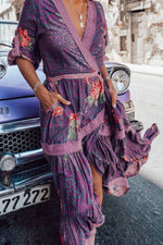 Serene Wrap Dress | Purple Floral Print