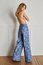 Brandy Trousers | Blue Floral Print | Made in France