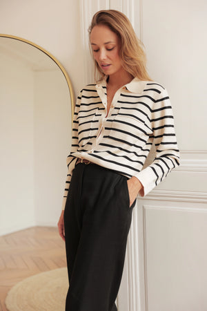 Maurice Sweater | Cream & Black Stripes