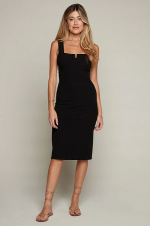 Monica Rib Midi Dress in Black