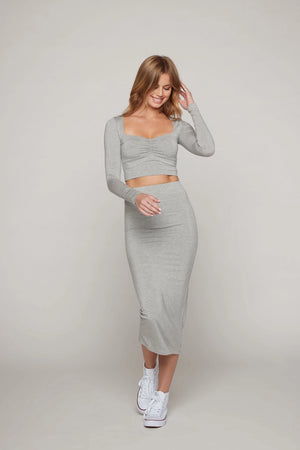 Aria Maxi Skirt in Heather Grey