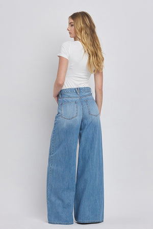 Olivia Super High Rise Wide Leg Jean | Medium Wash | Full Length