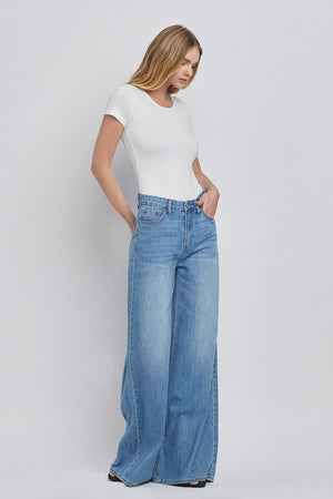 Olivia Super High Rise Wide Leg Jean | Medium Wash | Full Length