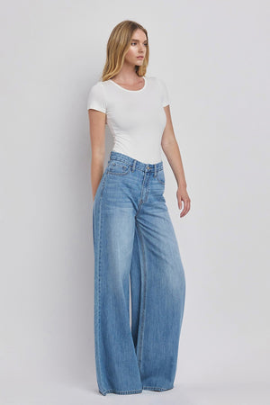 Olivia Super High Rise Wide Leg Jean | Medium Wash | Full Length