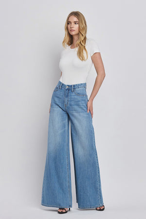 Olivia Super High Rise Wide Leg Jean | Medium Wash | Full Length