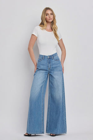 Olivia Super High Rise Wide Leg Jean | Medium Wash | Full Length