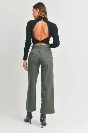 Farrah Seamed Utility Straight Jeans | Artichoke Green