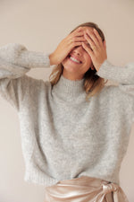 Martina Mockneck Crop Sweater | Heather Grey