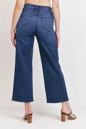 Carissa Cargo Pocket Wide Leg Jeans | Dark Blue