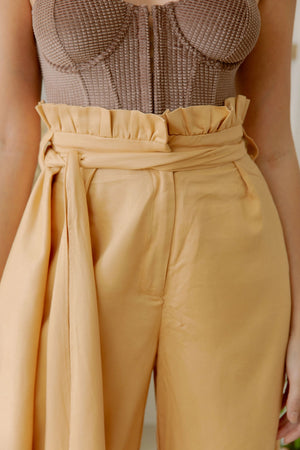 
            
                Load image into Gallery viewer, Martha High Waisted Paper Bag Trousers | Camel
            
        