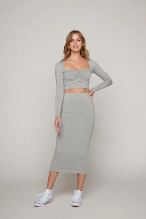 Aria Maxi Skirt in Heather Grey