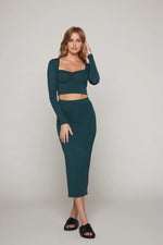 Aria Maxi Skirt in Hunter Green