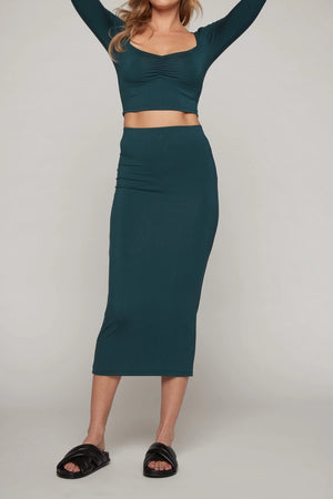 Aria Maxi Skirt in Hunter Green