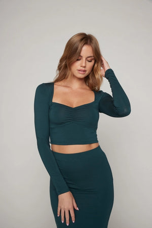 Aria Crop Top in Hunter Green