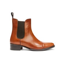 Straight Cap Tan Leather Chelsea Boots | Made in Italy