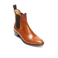 Straight Cap Tan Leather Chelsea Boots | Made in Italy