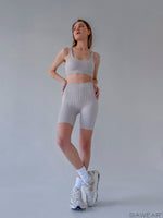 Ribbed Yoga Loungewear Seamless Biker Shorts