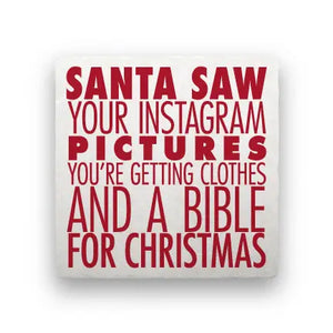 
            
                Load image into Gallery viewer, Santa Saw Your Instagram | Marble Coaster
            
        