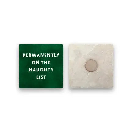 Permanently on Naughty List | Marble Holiday Magnet