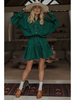 Rocky Ella Cotton Mini Dress | Gingham Green