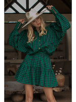 Rocky Ella Cotton Mini Dress | Gingham Green