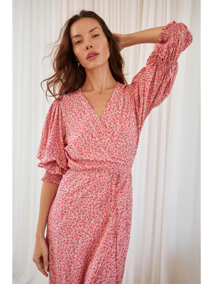 
            
                Load image into Gallery viewer, Set Sail Floral Puff Sleeve Wrap Dress | Rose Fields
            
        