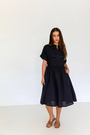 Sur Midi Dress | Black Linen