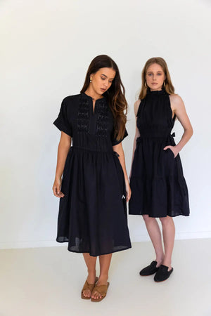 Sur Midi Dress | Black Linen