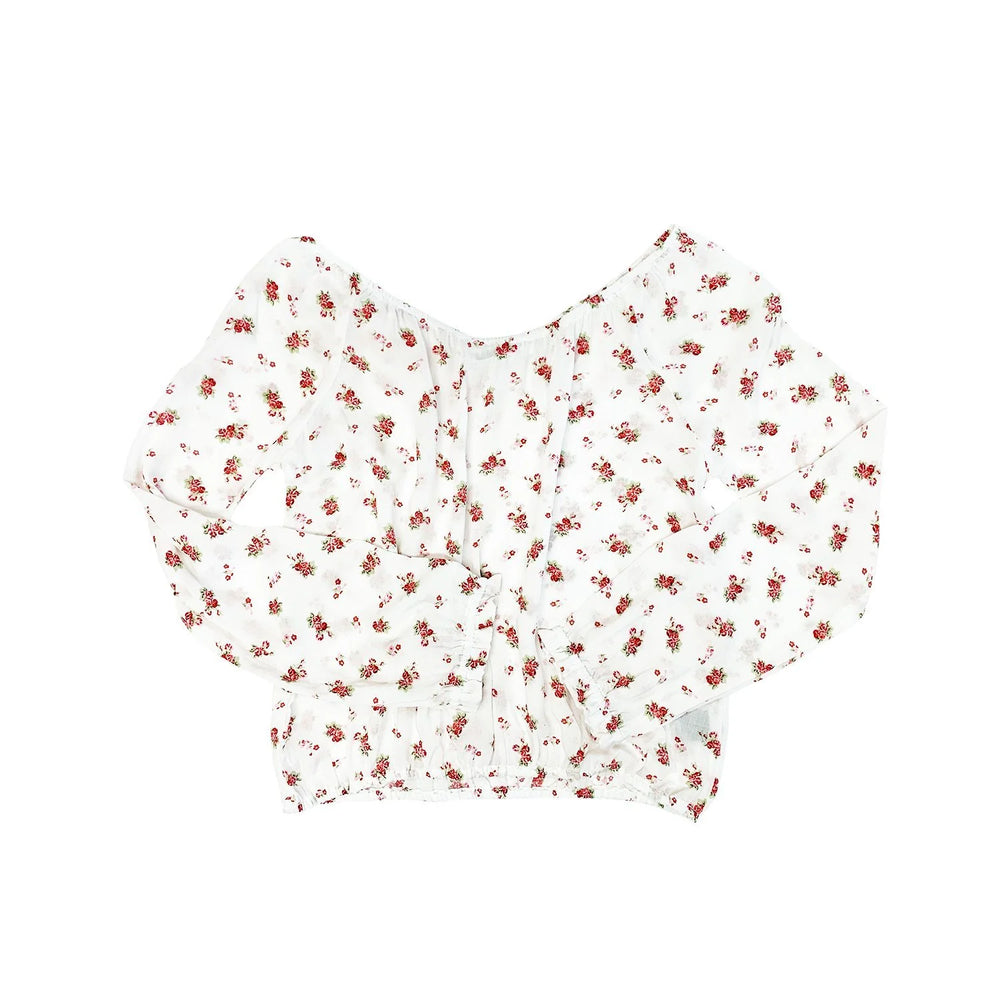 
            
                Load image into Gallery viewer, Summertime Floral Top | Dainty Red Floral
            
        