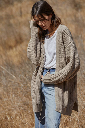 Emma Knit Cardigan Sweater in Taupe | Final Sale