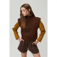 Gwen Sleeveless Turtleneck Sweater | Chocolate | Final Sale