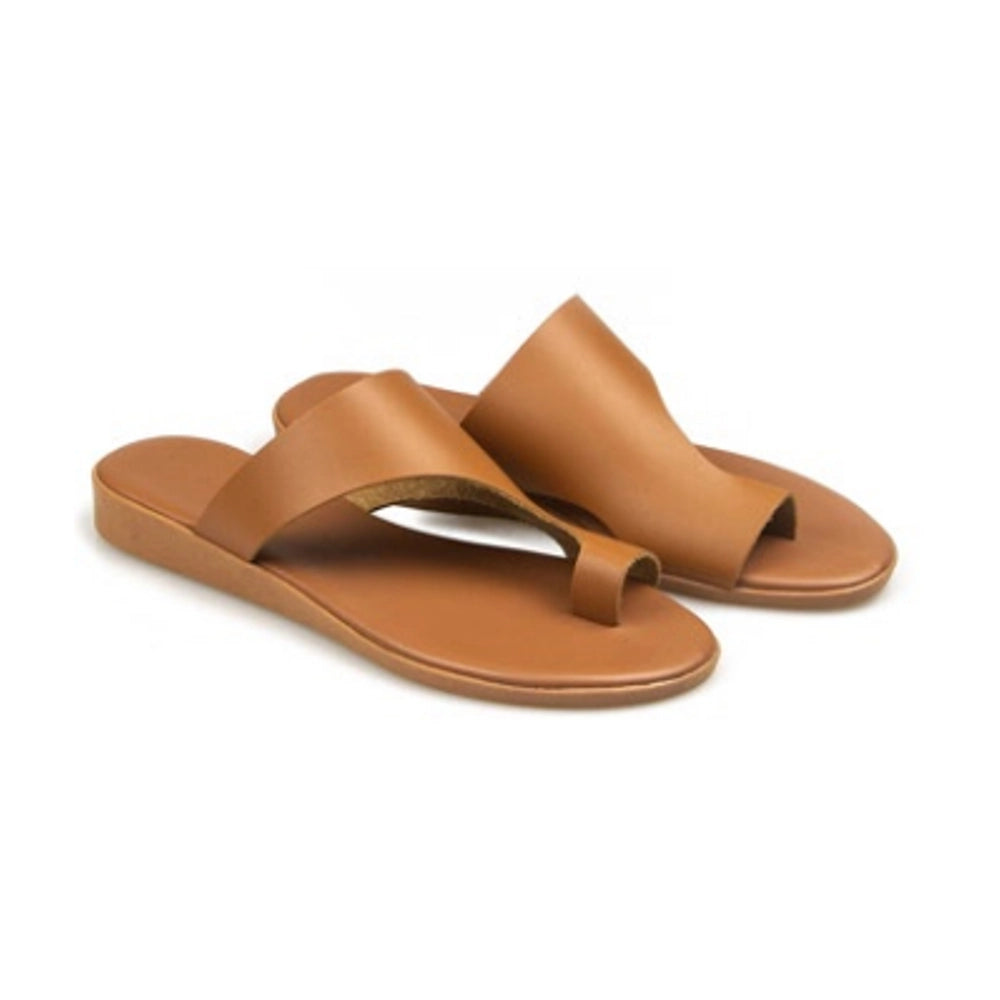 Pru Soft Leather Toe Ring Slide Sandals