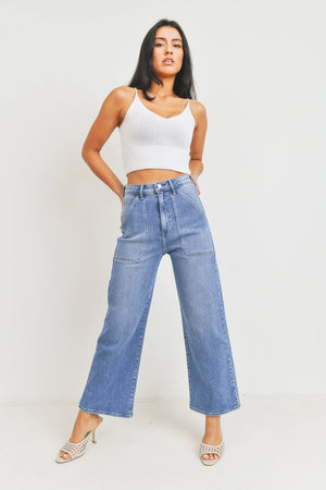 
            
                Load image into Gallery viewer, Stella Utility Pocket Wide Leg Jeans | Super Soft | Medium Wash
            
        