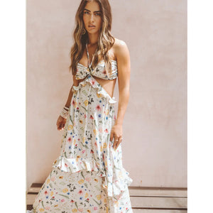 Victoria Maxi Dress | Floral Cut Out Ruffled Maxi Dress