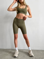 Power Rib Seamless Mid Rise Biker Shorts