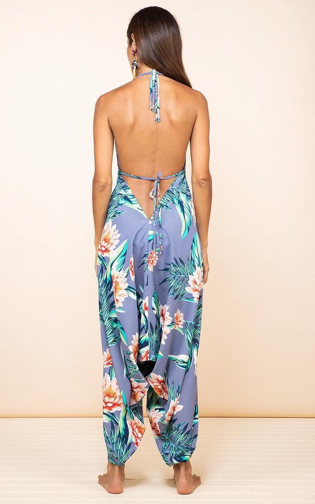
            
                Load image into Gallery viewer, Genie Jumpsuit in Grey Lotus Tropical - by Dancing Leopard | Final Sale
            
        