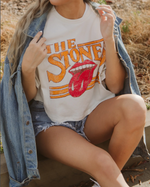 Rolling Stones Stoned Off White Cropped Tee (Officially Licensed)