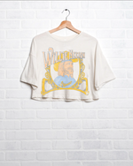 Willie Nelson In Concert Off White Cropped Tee (Officially Licensed)
