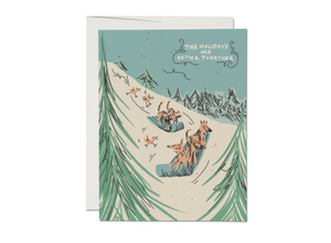 Sled Dogs "Happy Holidays" Greeting Card