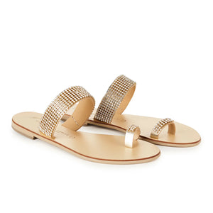 Goddess Women's Gold Slide Toe Ring Sandals