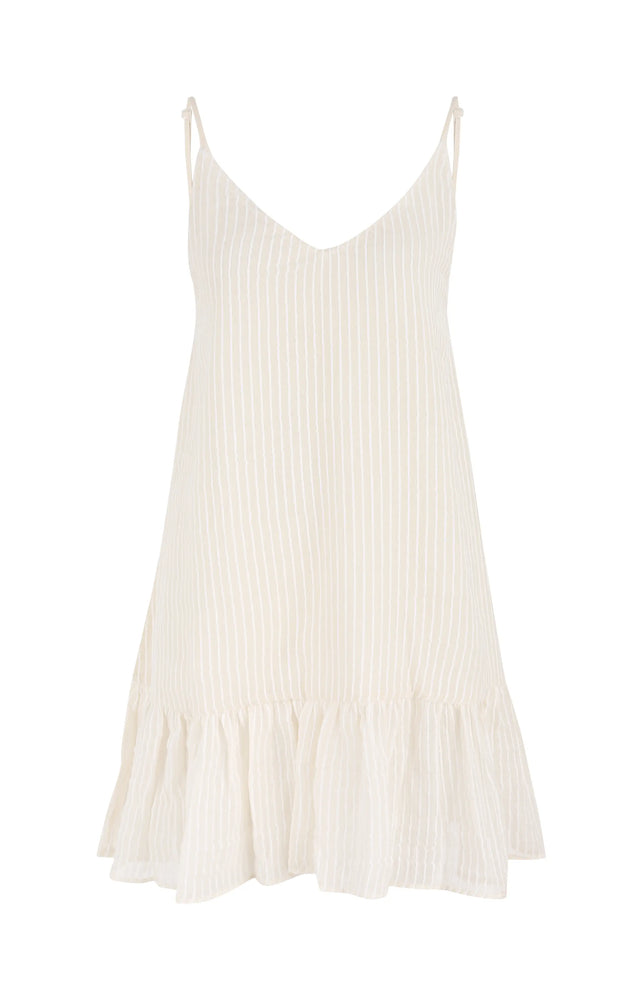 Liv Mini Ruffle Dress | White Stripes