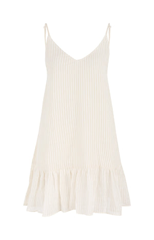 Liv Mini Ruffle Dress | White Stripes