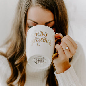 Hello Gorgeous | Gold Coffee Mug | Final Sale